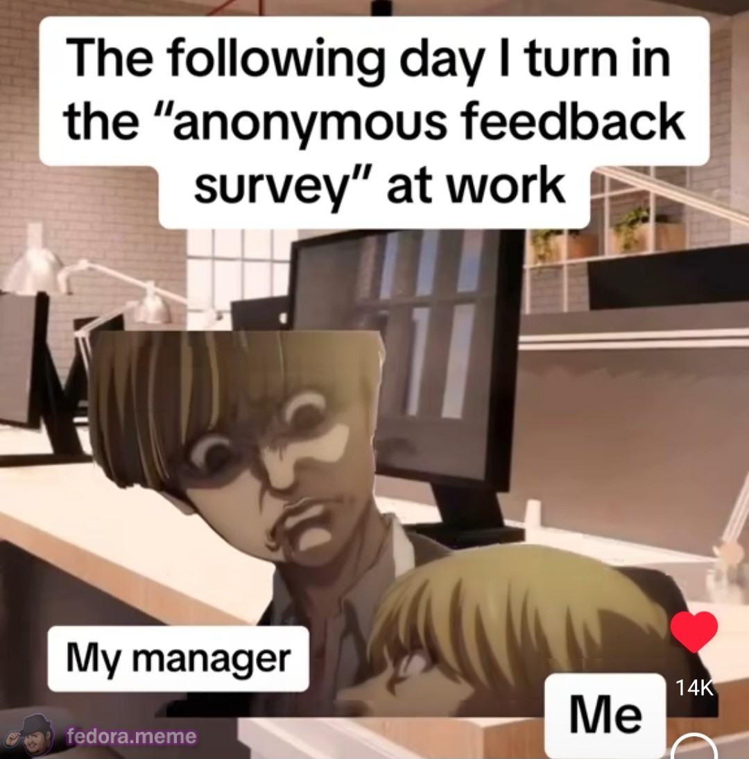 The day after I mouth off in an “anonymous feedback survey”
